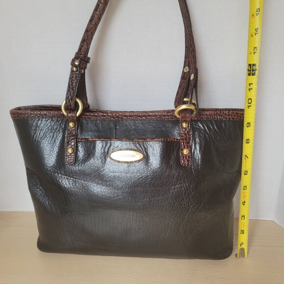 Brahmin Medium Arno Tuscan Black Brown Leather Shoulder Bag Tote - Picture 15 of 16